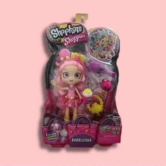 ✨NIB✨ Shopkins Shoppies - Bubbleisha Pink Kids Doll/Toy *COME WITH ACCESSORIES* - Picture 1 of 2